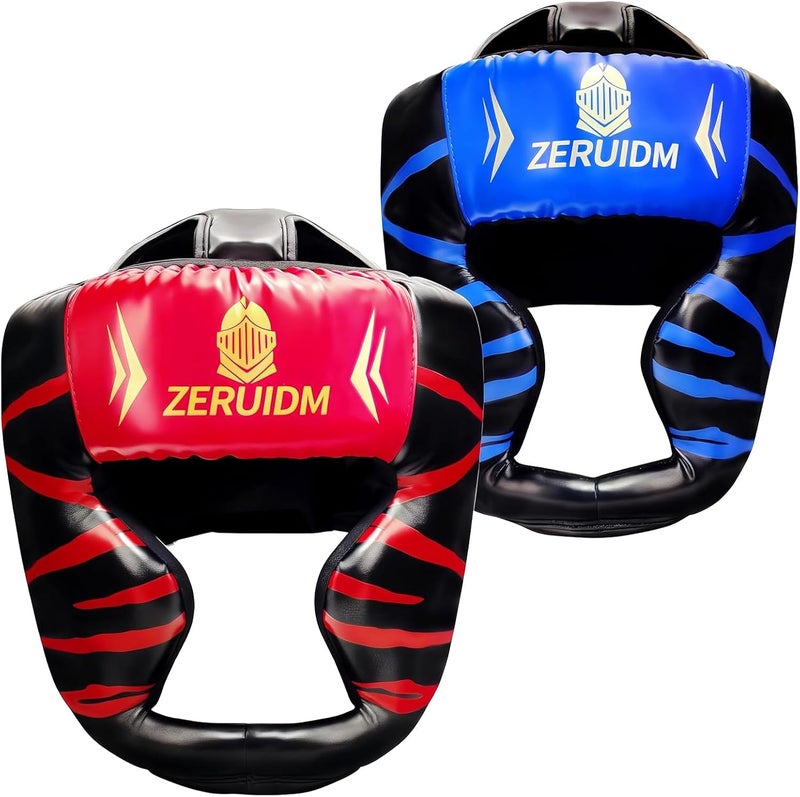 ZERUIDM 2 Pack Boxing Headgear for Adult Men Kids, Thickened Training Sparring Head Guard for MMA Kickboxing Muay Thai Equipment - Image 1
